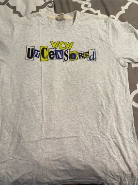 Homage WCW Uncensored Graphic Tee - Light Gray with Yellow & Blue Print
